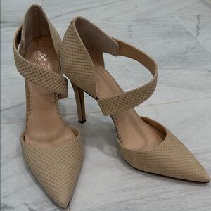 Vince Camuto Textured Beige Heels